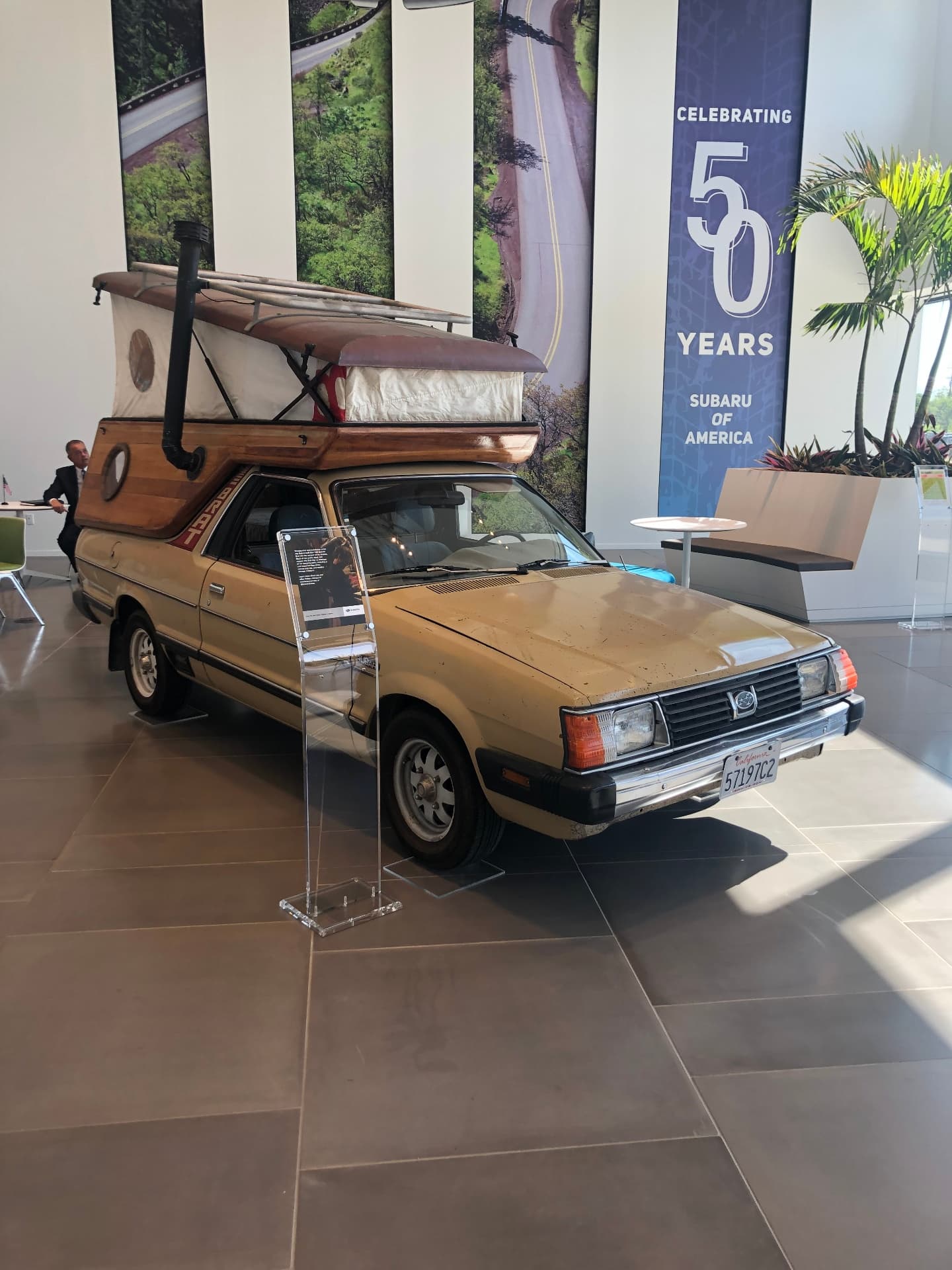 Modified early model Subaru BRAT on display at Subaru of America headquarters in Camden, NJ